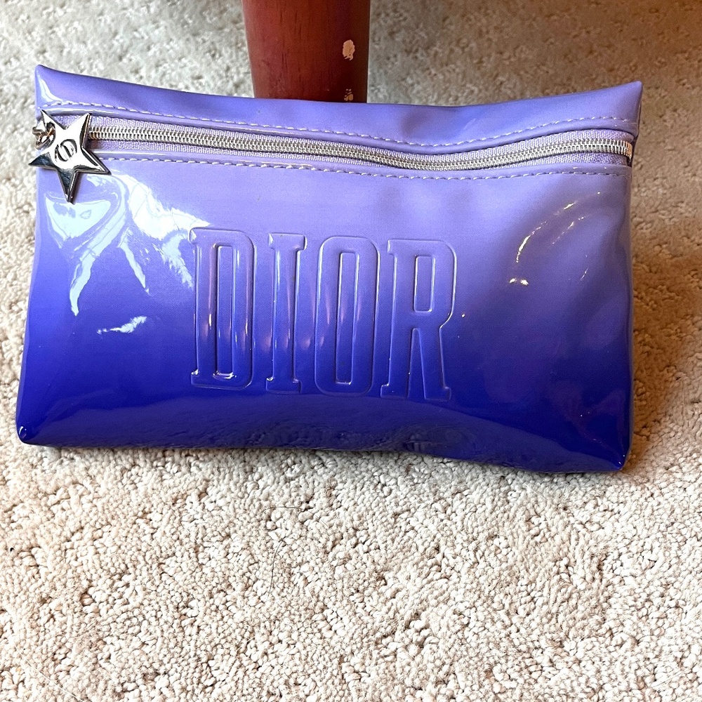 Dior Blue/Violet Ombre With Embossed Logo Cosmetic Pouch